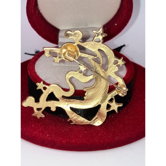 NWOT! Moon Jupiter Stars Gold-Tone 2.25" Brooch! - Picture 5 of 8